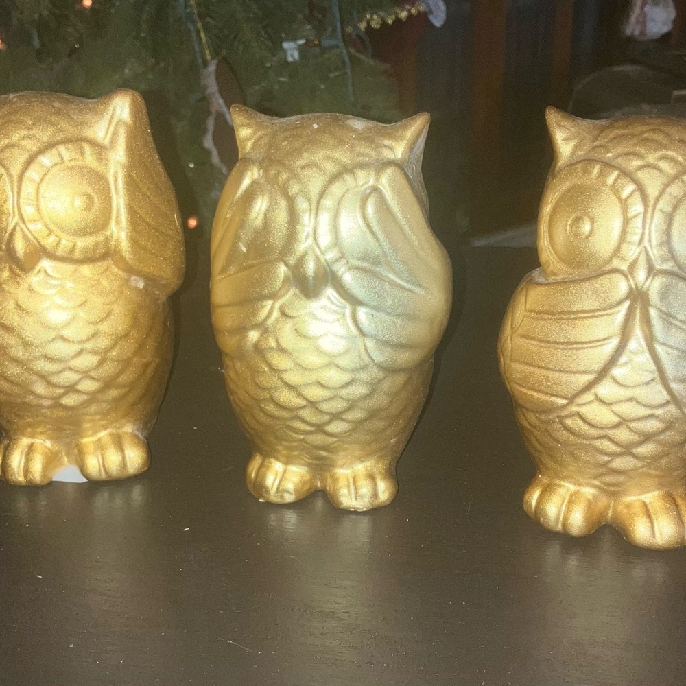 Gold Owl Figurine Set of 3